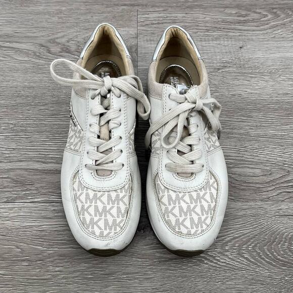 MICHAEL KORS Womens Allie Monogram Lace Up Logo Fashion Sneakers Vanilla - Sz 7 - Picture 7 of 12